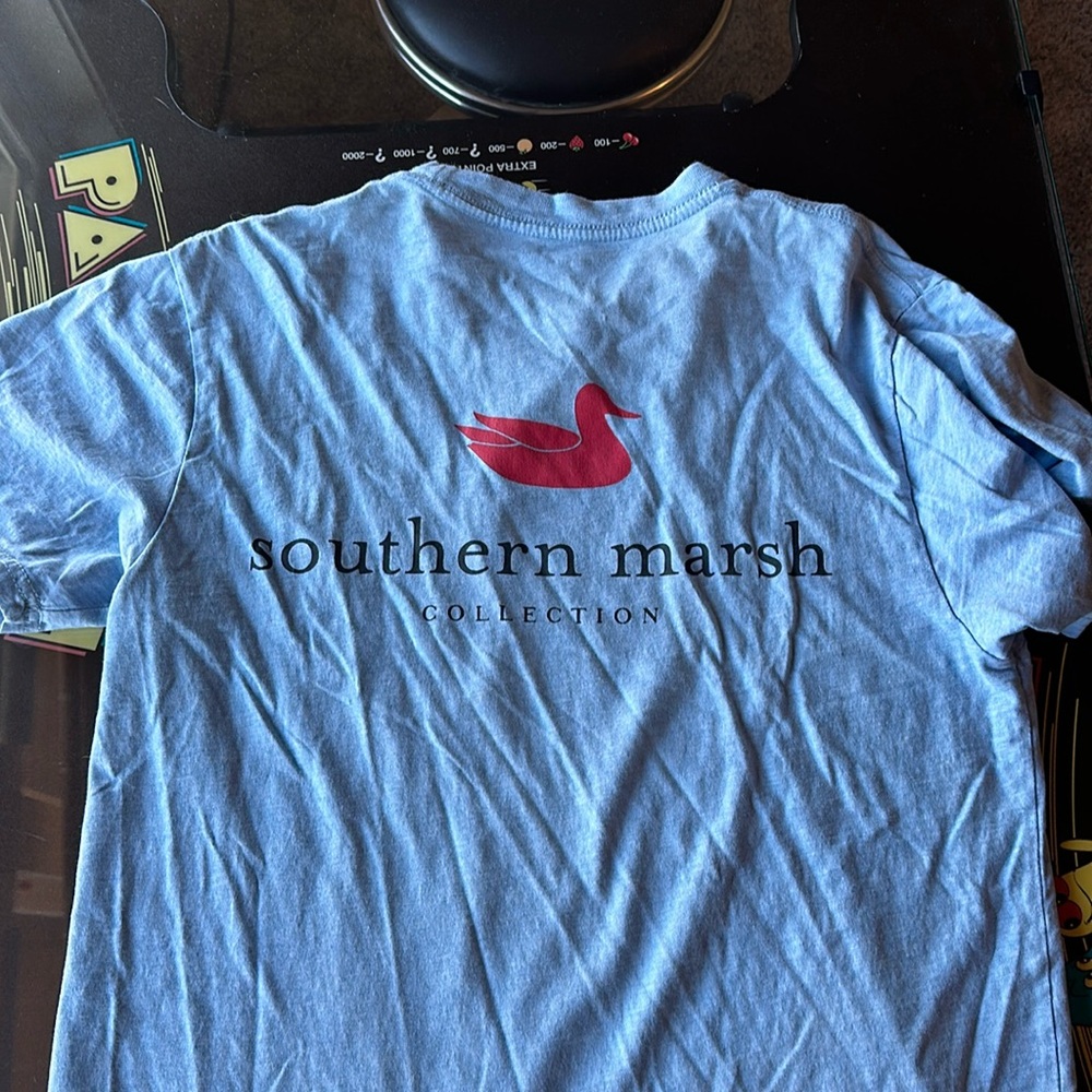 Southern Marsh tee shirt light blue heather size S